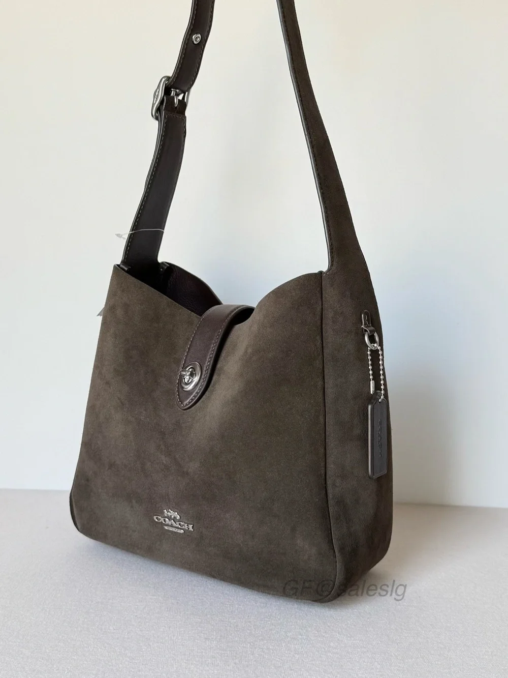 NWT Coach Hadley Convertible Shoulder Crossbody Bag Suede Espresso Brown Styled